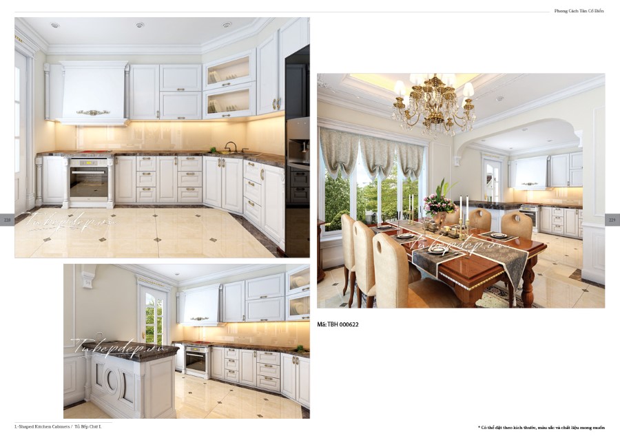 Thiết kế phòng bếp biệt thự tân cổ điển